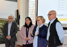 René Hanssens (Rotterdam Partners), Myrna Castro (EMEX), Lia Bijnsdorp (UPM) en Jorge Armando Celis (president EMEX) bij de opening van het Mango-forum